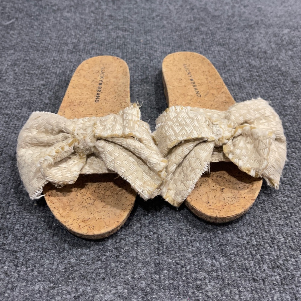 * *Lucky Brand Women's  Floella Bow Slide Sandals Sz 7.5